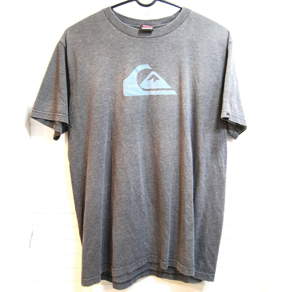 Vintage Quiksilver T-shirt Men's‎ Large Grey & blue Y2K Surf Logo tee Unisex